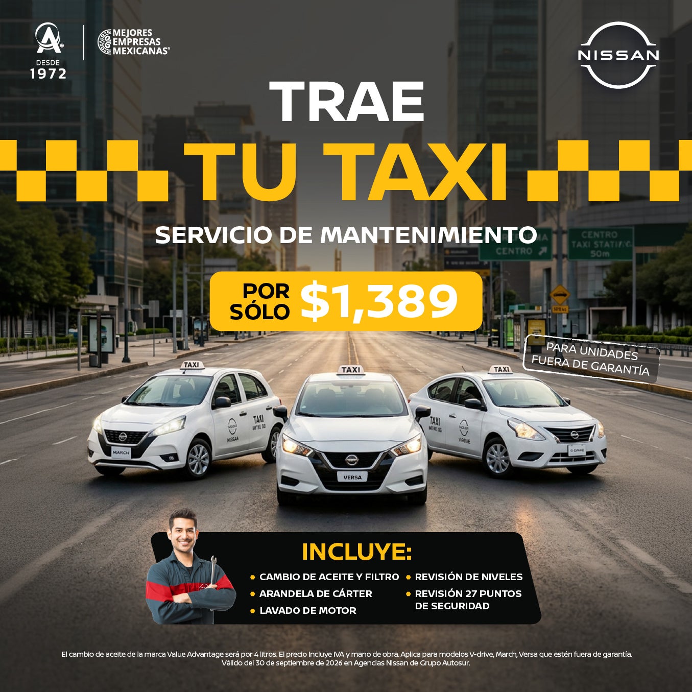 Mantén tu taxi al 100% con Nissan